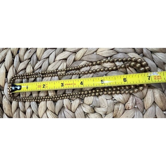 Vintage ART DECO BRASS BEAD Double Graduated Necklace FILIGREE CLASP-30s - Picture 7 of 8